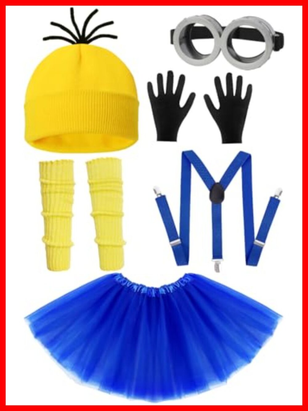 6 Pc Adult Halloween Costume Accessories Set Steampunk Goggles Tutu Suspenders